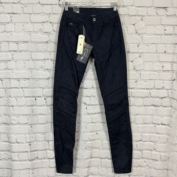 NWT G Star Raw Motac Moto Deconstructed 3D Mid Skinny Jeans Indigo Women 24 x 32